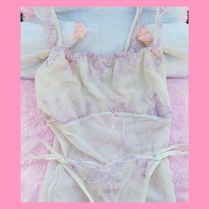 Coquette lingerie set vintage corset laced thong